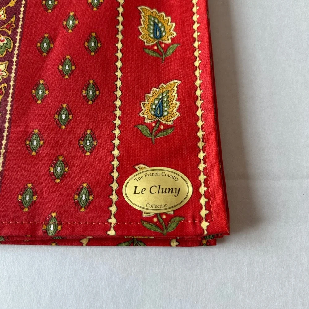 Le Cluny French Country Red Floral Stripe Treated Placemats Set of 4 Reversible